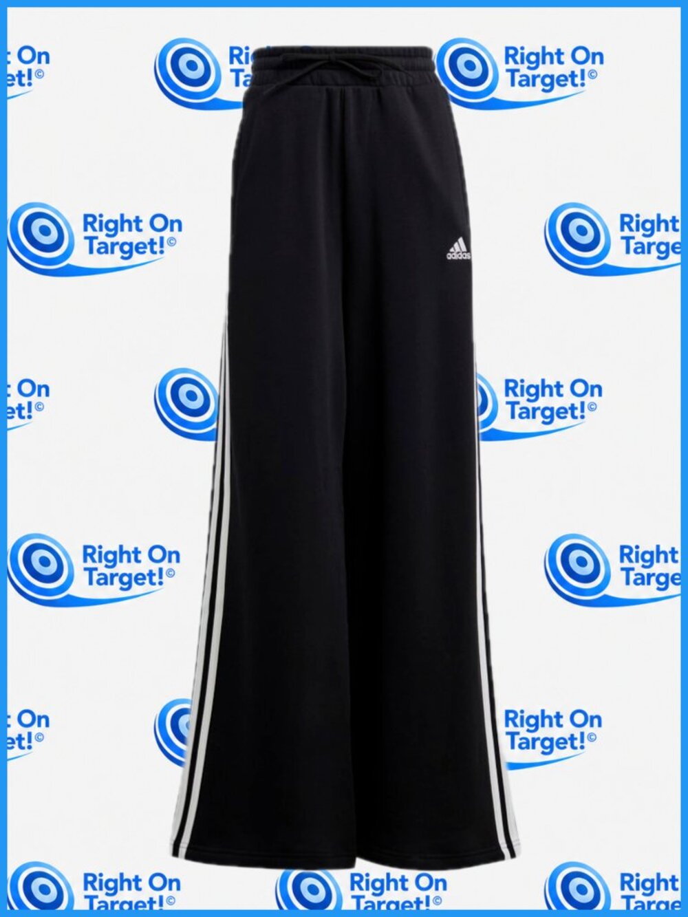 2XL - Adidas - Womens Essentials 3 Stripes Wide Sportswear Pants - Black - Picture 4 of 9
